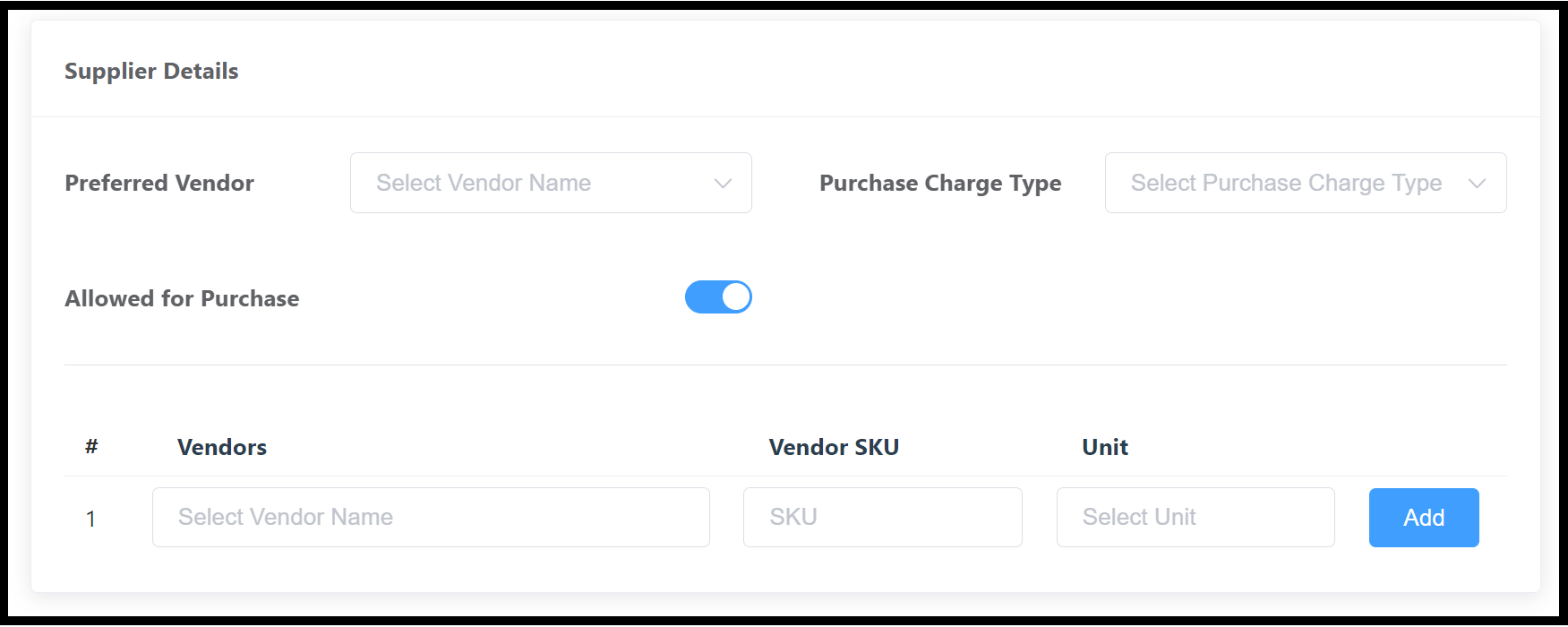 Supplier Details Section