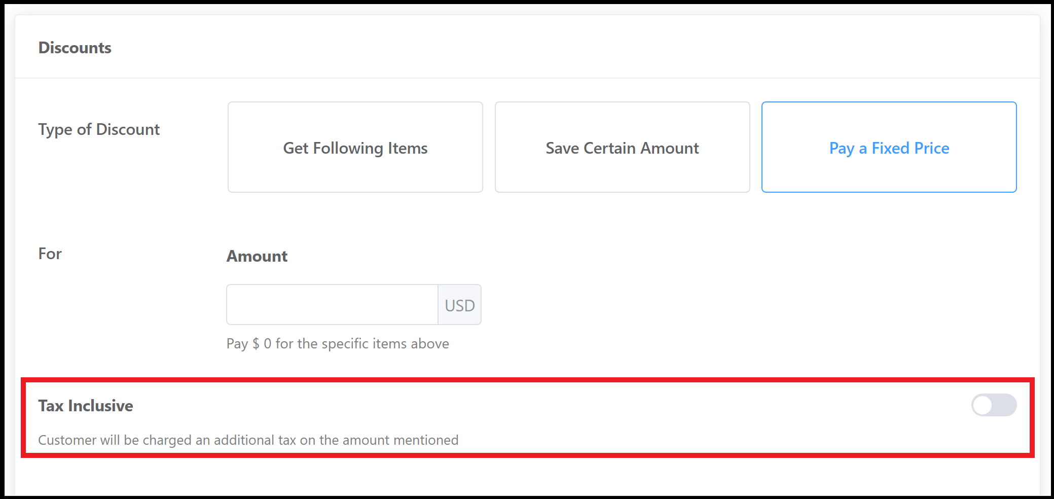 Discounts - Pay a Fixed Price