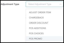 Adjustment Type Select List