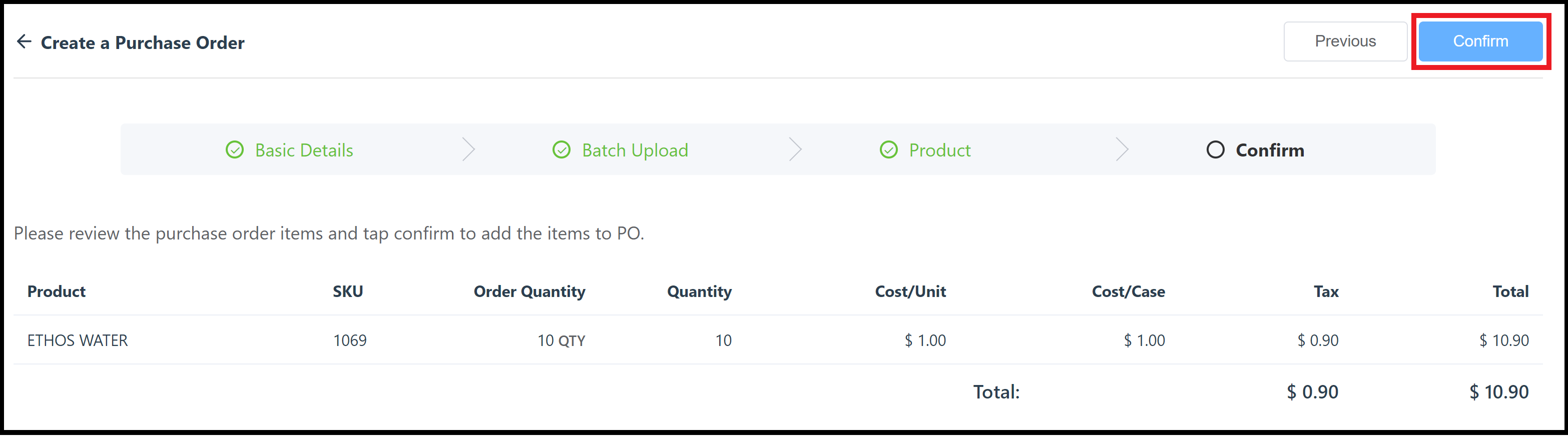 Confirm Tab