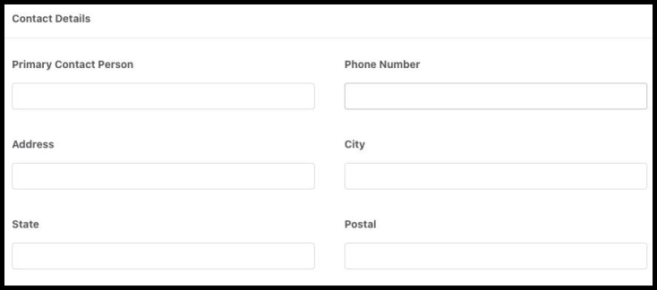Vendor Contact Details