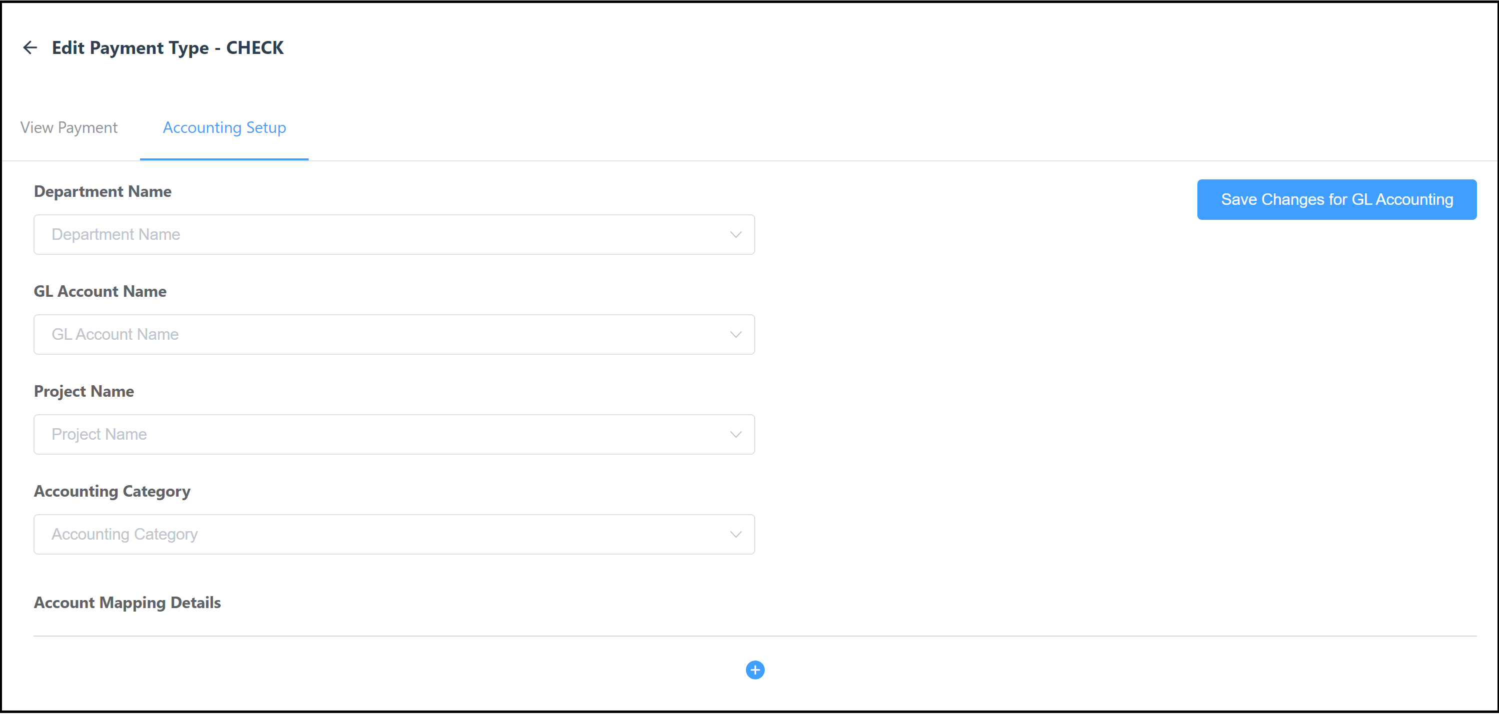 Payment Type - Accounting Setup Tab