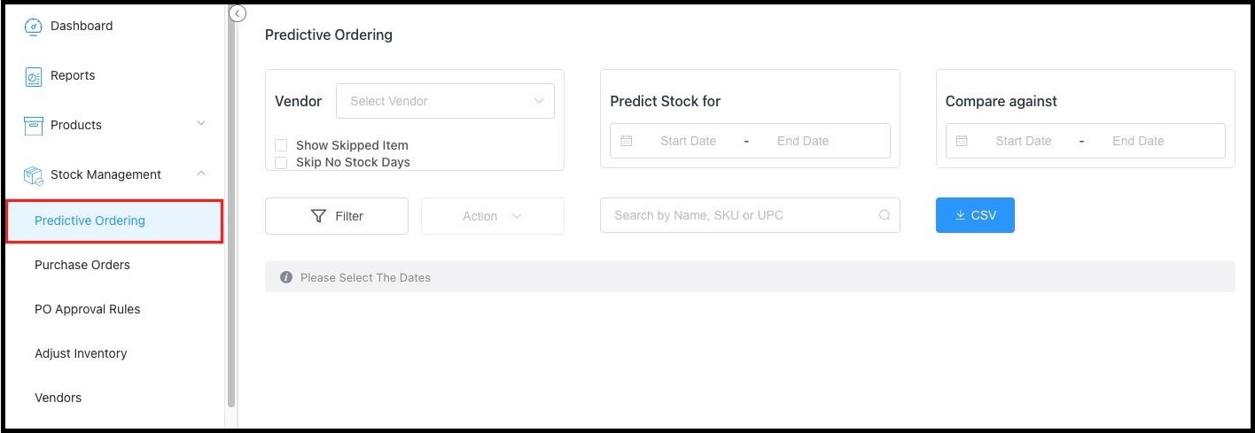Predictive Ordering Panel