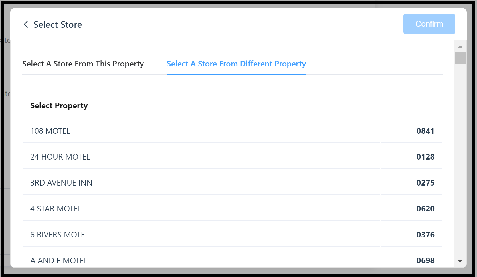 Select A Store From Different Property Tab