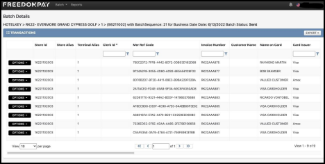 Batch Transaction List