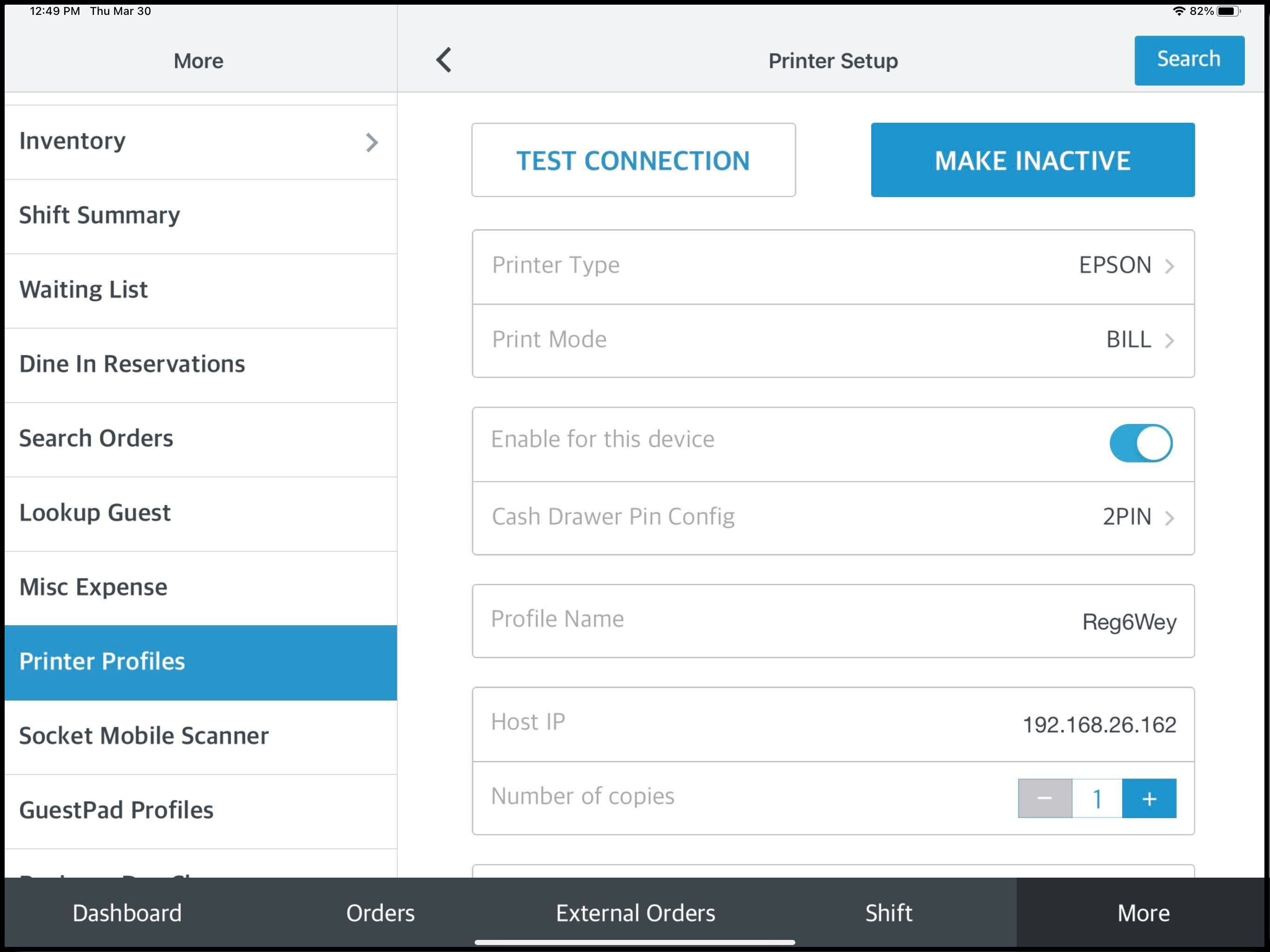 Printer Setup Panel - Filled