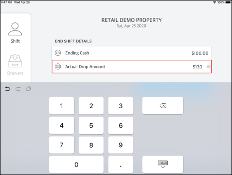 Edit Actual Drop Amount