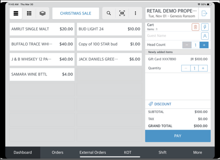 Gift Card Added To Cart