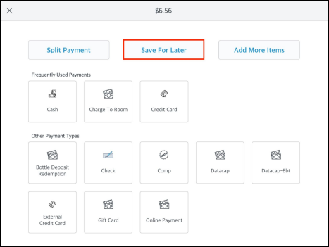 Payment Options Panel - Save For Later Link