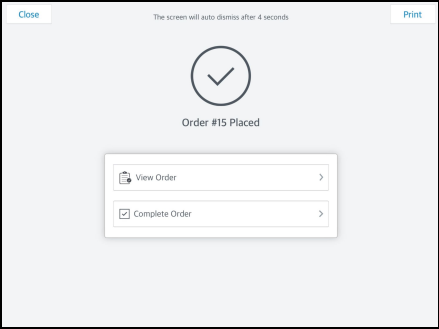 Order Created Confirmation Message