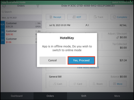 Switch to Online Mode Confirmation Popup