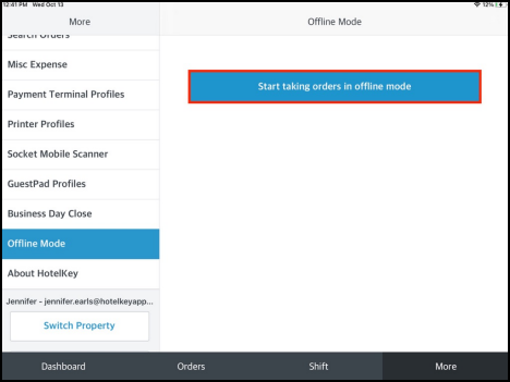 Offline Mode Panel