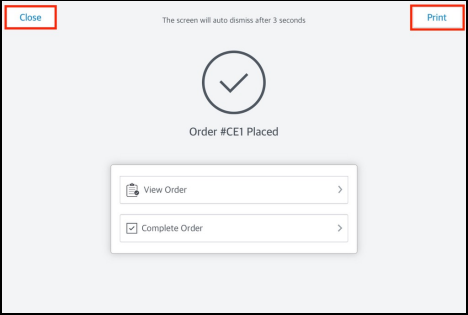 Order Confirmation Popup - Print Receipt Link