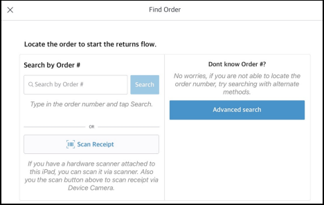 Find Order Panel