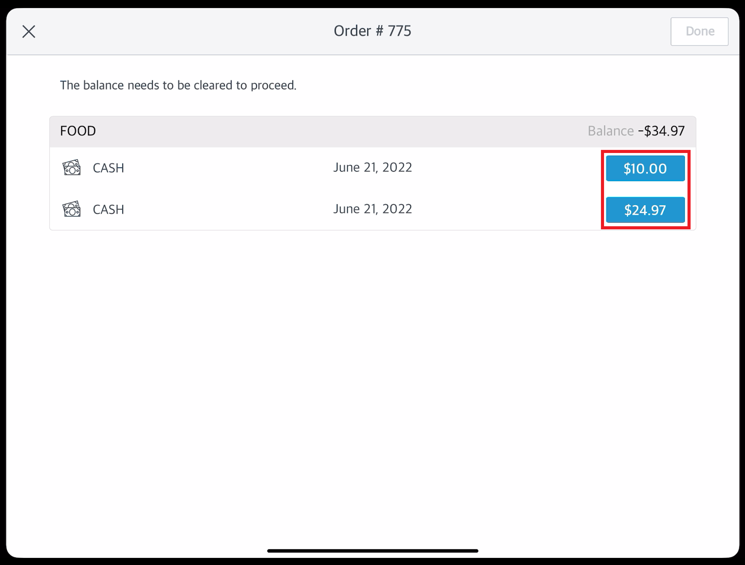 Clear Balances Popup