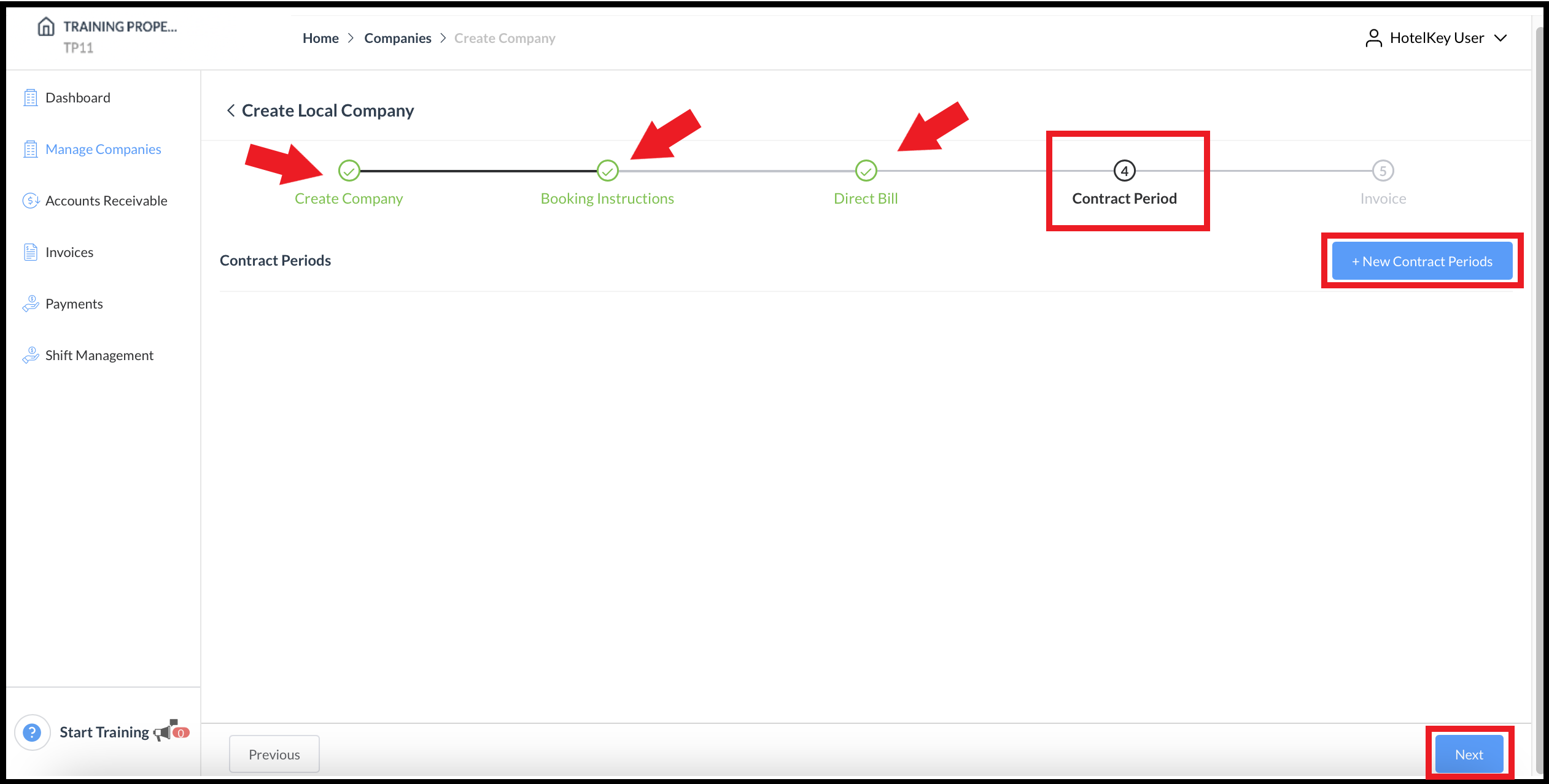 Create Local Company Wizard - Contract Period