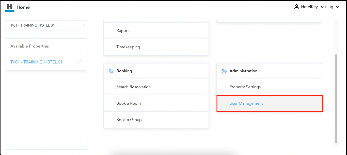 HK Home - User Management Link