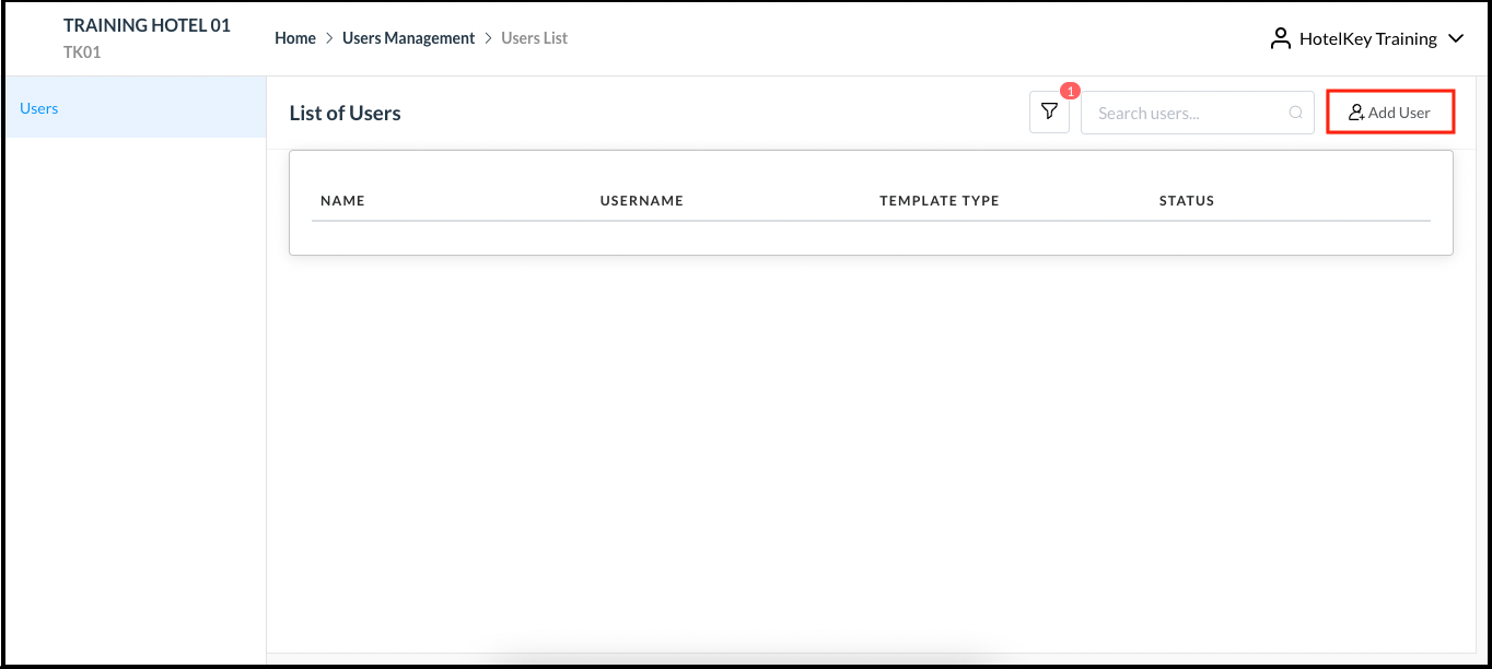 Users List Page - Add User Button