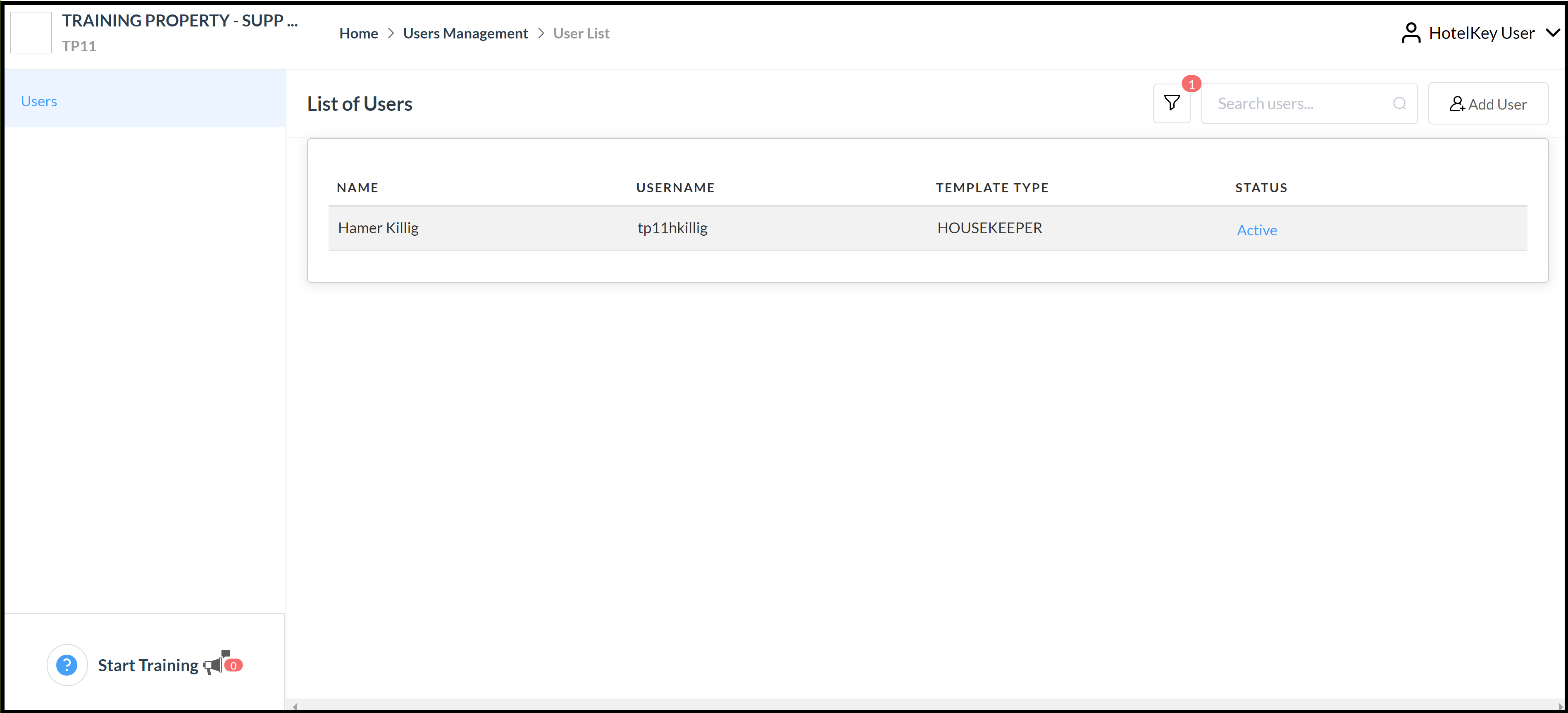 List of Users - New User Added