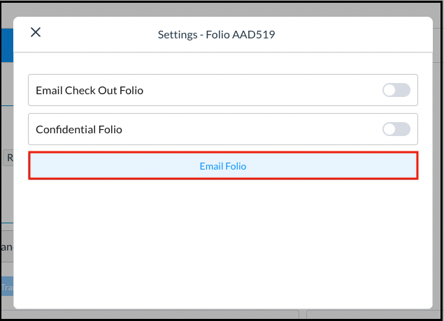 Folio Settings Popup