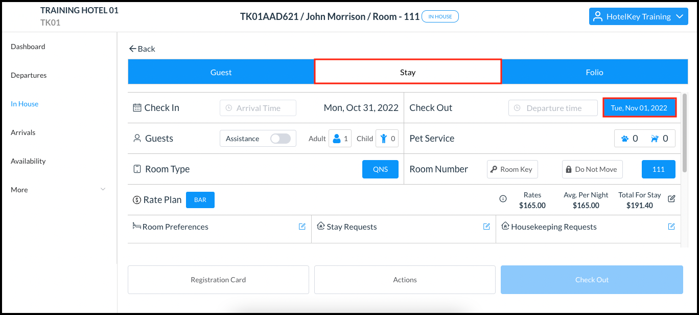 Stay Tab - Check Out Date