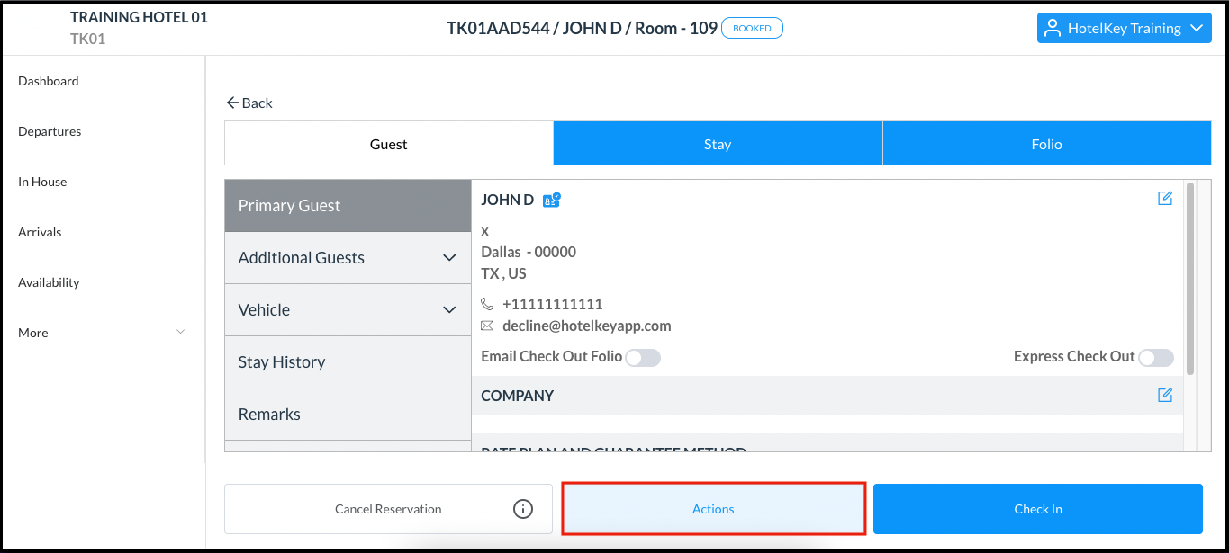 Reservation Details Page