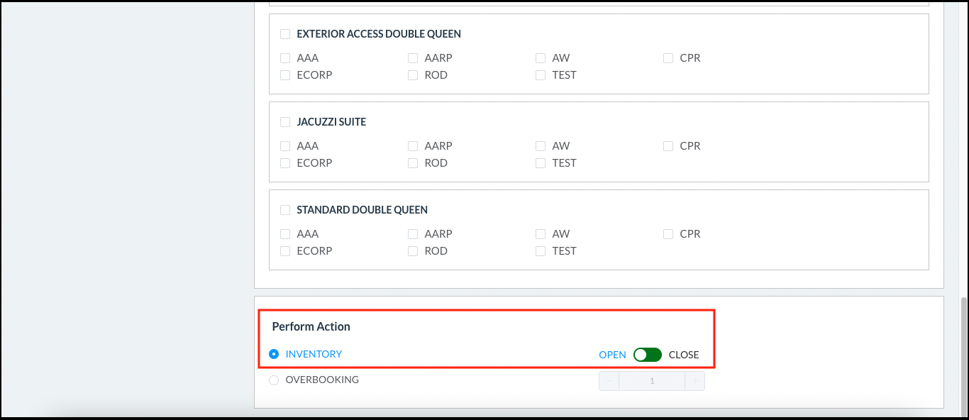 Perform Action Section - OPEN