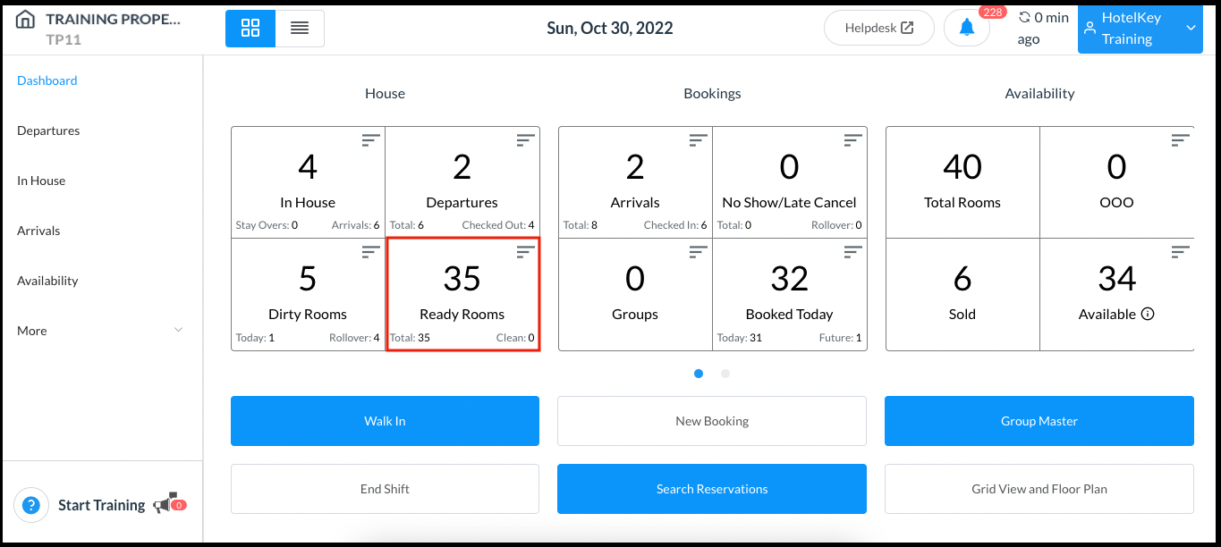 Dashboard - Ready Rooms Tile