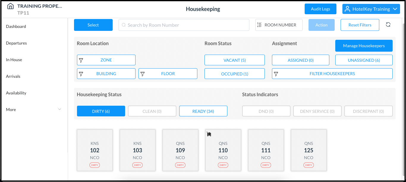 Housekeeping Page - Room Status Update