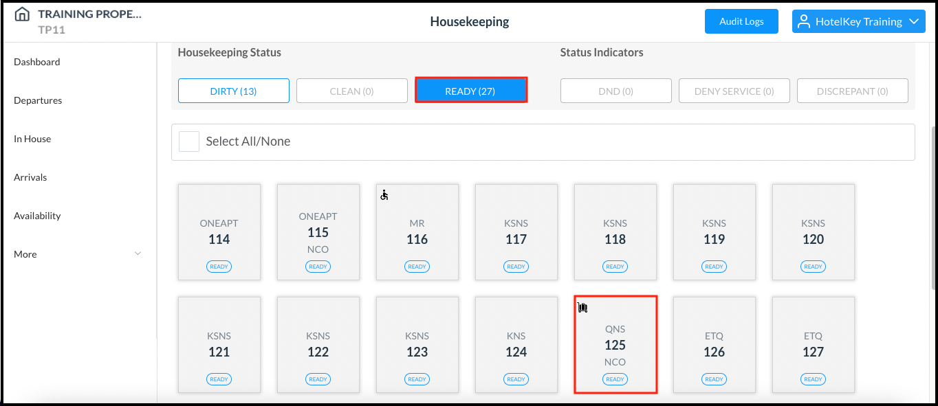 Housekeeping Page - Room Status Updated