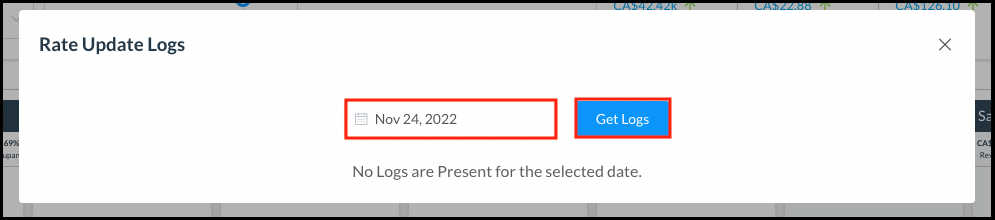 Rate Update Logs Popup