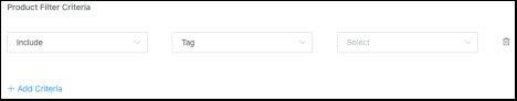 Product Filter Criteria Section